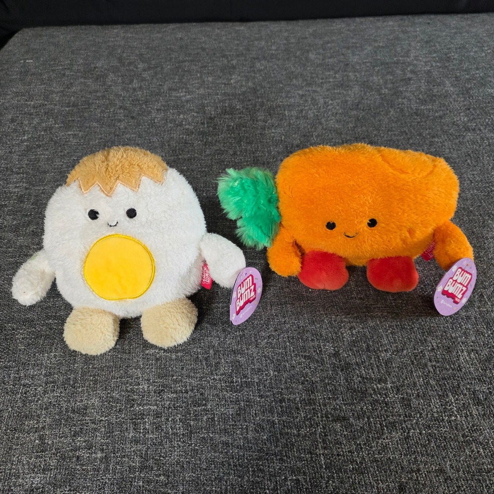 BumBumz SpringBumz Egbert the Egg & Caleb the Carrot Plush Set NWT